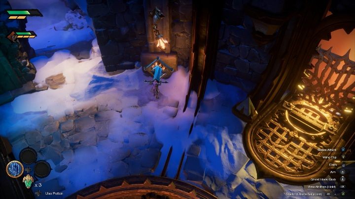 The passage to the dungeons is on the upper floor - How to get into the dungeon Chapter 3 in Darksiders Genesis? - Puzzles - Darksiders Genesis Guide