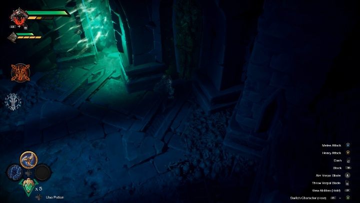 The second crystal key is in the room hidden behind the portal located on the right side of the location - How to get crystal keys Chapter 7 in Darksiders Genesis? - Puzzles - Darksiders Genesis Guide