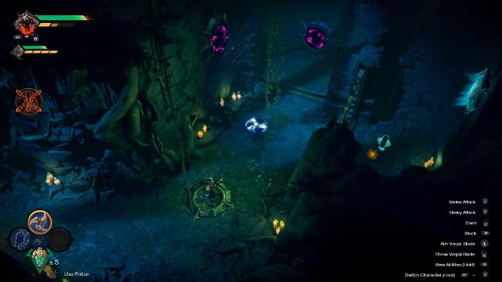 Throw the Vorpal Blade at the portal - How to get crystal keys Chapter 7 in Darksiders Genesis? - Puzzles - Darksiders Genesis Guide