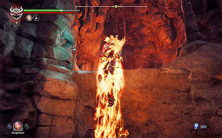 Set the flame essence as active (hair should change its color to orange) and get to the place where you want to start climbing - How to get to the top shelves in Darksiders 3? - FAQ - Darksiders 3 Guide