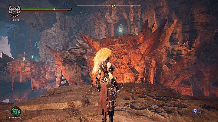 Now you have to gain some speed and jump out, and then hold down the jump button to make a higher jump - Hollows | Darksiders 3 Walkthrough - Walkthrough - Darksiders 3 Guide