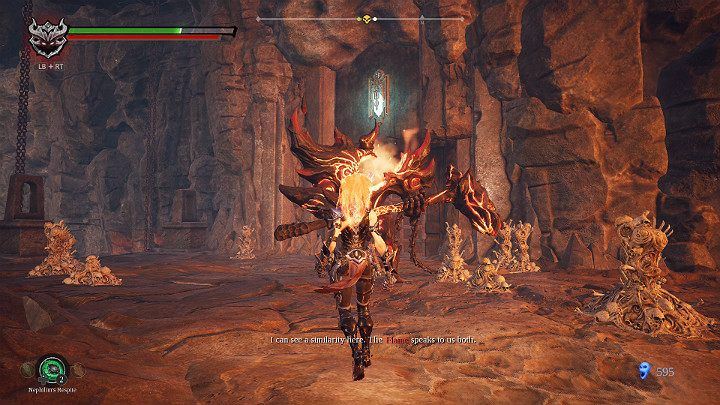 As soon as you get upstairs, you will be greeted by a mighty fireman - Hollows | Darksiders 3 Walkthrough - Walkthrough - Darksiders 3 Guide