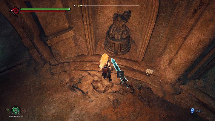 Lift the sword that you have previously thrown out of the hands of the statue - Hollows - Catacombs | Darksiders 3 Walkthrough - Walkthrough - Darksiders 3 Guide