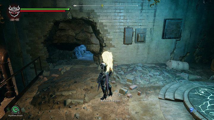 In the Vulgrim room, there is a power switch that will open the passage to the sewerage system - Nether part 2 | Darksiders 3 Walkthrough - Walkthrough - Darksiders 3 Guide