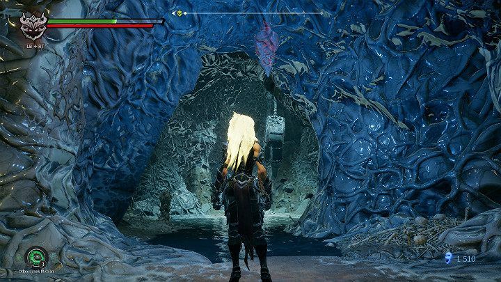 When you turn left and look up, you will find a cocoon suspended from the ceiling - Nether part 2 | Darksiders 3 Walkthrough - Walkthrough - Darksiders 3 Guide