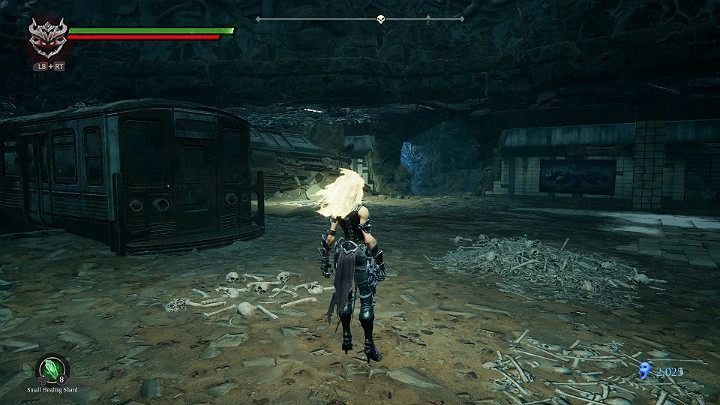 After the fight, collect all items and go through the hole in the wall - Sloth Boss | Darksiders 3 Walkthrough - Walkthrough - Darksiders 3 Guide