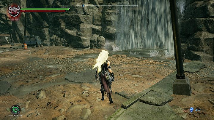 Behind the waterfall there is a small grotto with an item to collect - Festering pool | Darksiders 3 Walkthrough - Walkthrough - Darksiders 3 Guide