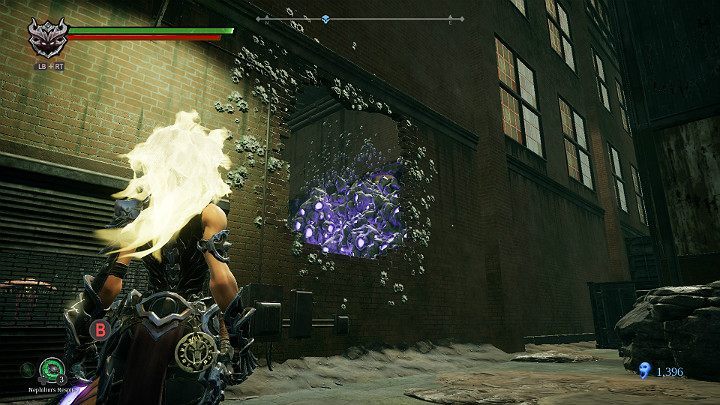 Now you have to break the obstacle on the wall inside the building - Festering pool | Darksiders 3 Walkthrough - Walkthrough - Darksiders 3 Guide