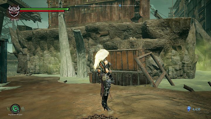The containers will fall to the ground creating a safe passage to the other side of the pool - Hangmans tree | Darksiders 3 Walkthrough - Walkthrough - Darksiders 3 Guide