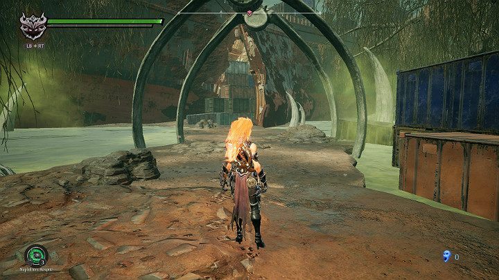 Climb the containers to get on the freighter and get ready to fight Desire - Mangled freeway | Darksiders 3 Walkthrough - Walkthrough - Darksiders 3 Guide