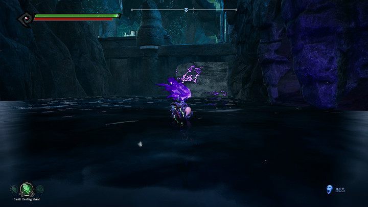Use the hammers power attack to move the rock closer to the balcony, and climb it - Forgotten Lake | Darksiders 3 Walkthrough - Walkthrough - Darksiders 3 Guide