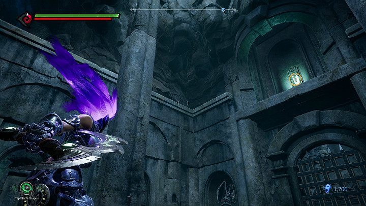 Position yourself more or less at the center of the room, then mark the upper crystal and the two located on the pillars behind your back - Forgotten Lake | Darksiders 3 Walkthrough - Walkthrough - Darksiders 3 Guide