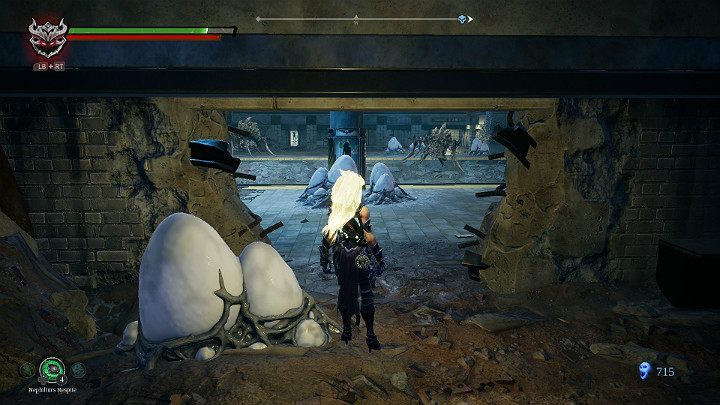 After breaking the wall, you will get to the platform - Sunken Tracks | Darksiders 3 Walkthrough - Walkthrough - Darksiders 3 Guide