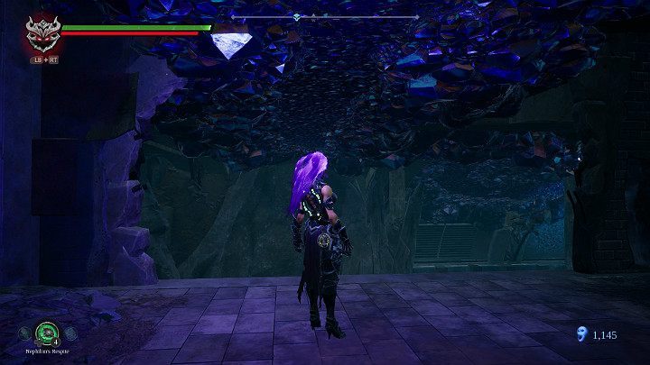 Jump to the upper level, and use the special property of force hollow to roll on the ceiling to the next room - Sunken Tracks | Darksiders 3 Walkthrough - Walkthrough - Darksiders 3 Guide