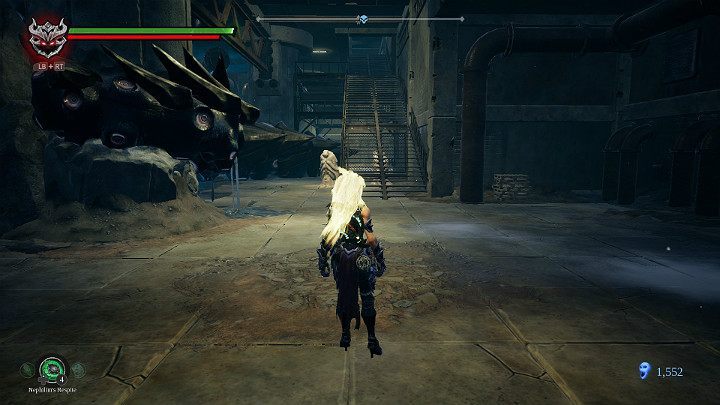 These stairs lead to the next Boss - Gluttony - Sunken Tracks | Darksiders 3 Walkthrough - Walkthrough - Darksiders 3 Guide