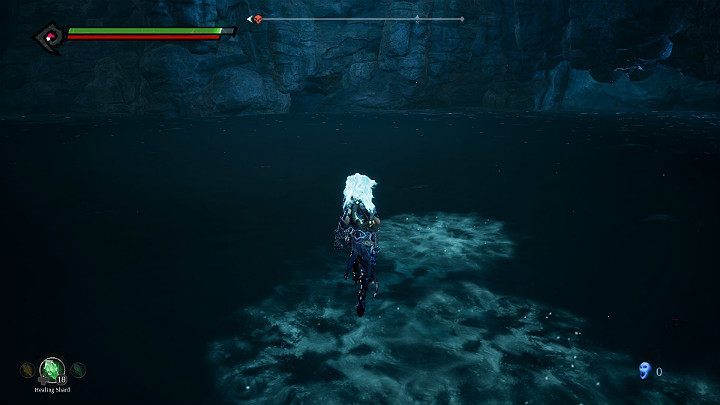 Activate the stasis hollow and jump onto the surface of the lake - Pipeline Exit | Darksiders 3 Walkthrough - Walkthrough - Darksiders 3 Guide