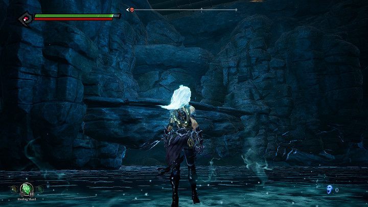 Approach the rock shelf visible on the screenshot and use the flame hollow to get to the top - Pipeline Exit | Darksiders 3 Walkthrough - Walkthrough - Darksiders 3 Guide