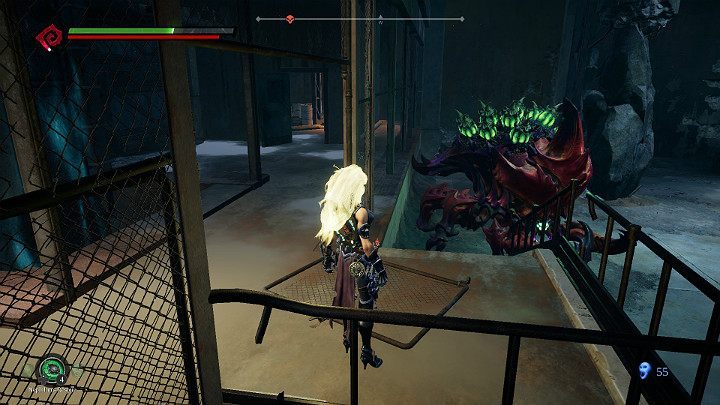 The best way to fight this opponent is to lure him to the stairs and smack him from a safe distance - Pipeline Exit | Darksiders 3 Walkthrough - Walkthrough - Darksiders 3 Guide