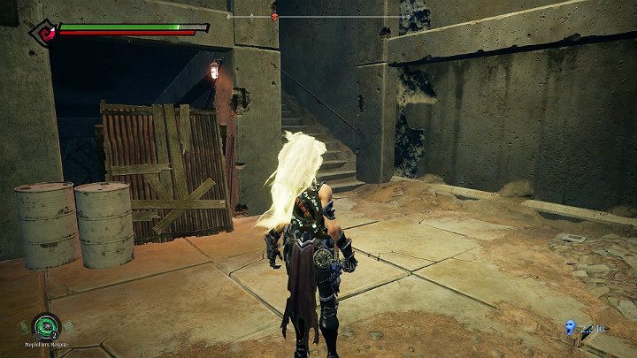 There is an item behind the barricade - Pipeline Exit | Darksiders 3 Walkthrough - Walkthrough - Darksiders 3 Guide