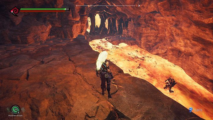 In the river of lava, you will find two golems, which will immediately start throwing projectiles at you - Pipeline Exit | Darksiders 3 Walkthrough - Walkthrough - Darksiders 3 Guide