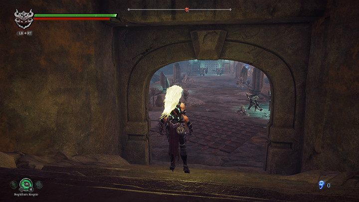 As you go out on the bridge, you have to watch out for two dangerous, armored enemies who patrol the area - The way to The Scar | Darksiders 3 Walkthrough - Walkthrough - Darksiders 3 Guide