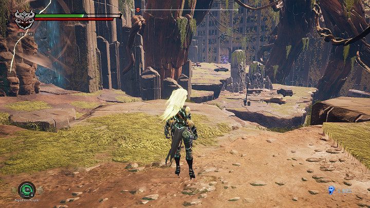 First go right, along the wall and jump over the gap to get one item - The way to The Scar | Darksiders 3 Walkthrough - Walkthrough - Darksiders 3 Guide