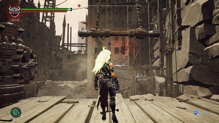 Impact on the swivel wheel mechanism to position the trapezoid in the correct position - The Scar | Darksiders 3 Walkthrough - Walkthrough - Darksiders 3 Guide