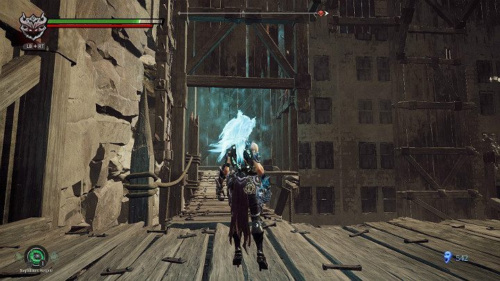 Turn towards the wooden balcony and jump up to the top - The Scar | Darksiders 3 Walkthrough - Walkthrough - Darksiders 3 Guide
