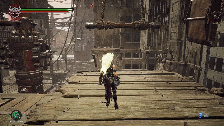 Hit the gearwheel in such a way that the trapeze moves to the position shown in the image above - The Scar | Darksiders 3 Walkthrough - Walkthrough - Darksiders 3 Guide