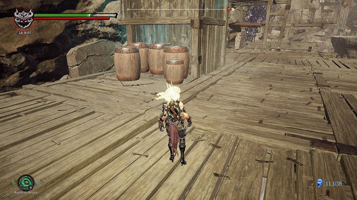 After eliminating enemies and collecting all items, smash the barrels to get to the narrow chimney - The Lowlands | Darksiders 3 Walkthrough - Walkthrough - Darksiders 3 Guide