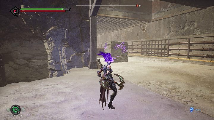 When a boulder hangs in a recess in the ceiling, you will have to go back a little - The Lowlands | Darksiders 3 Walkthrough - Walkthrough - Darksiders 3 Guide