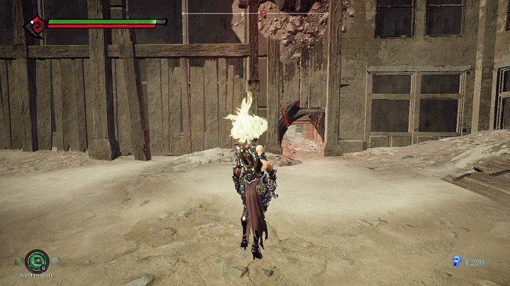 Enter a narrow corridor in the wall and crawl forward - The Lowlands | Darksiders 3 Walkthrough - Walkthrough - Darksiders 3 Guide