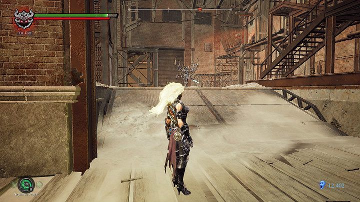 Go outside, close down your opponent and climb the stairs to the top - The Lowlands | Darksiders 3 Walkthrough - Walkthrough - Darksiders 3 Guide