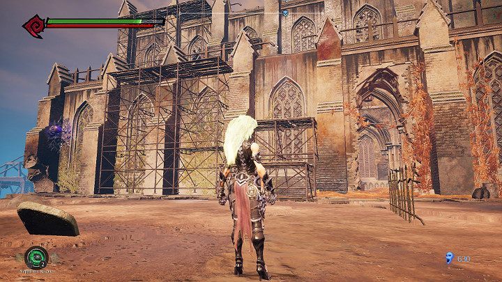 Turn towards the cathedral building and jump on the roof using the scaffolding - South End | Darksiders 3 Walkthrough - Walkthrough - Darksiders 3 Guide