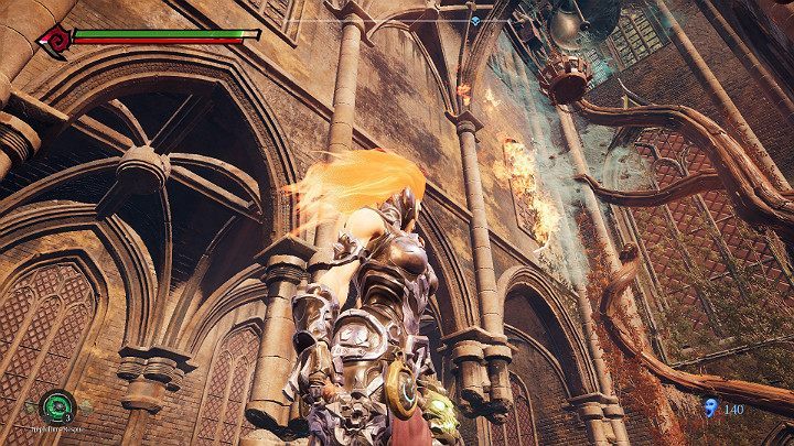 Burn the spiderweb to release the bell - South End | Darksiders 3 Walkthrough - Walkthrough - Darksiders 3 Guide