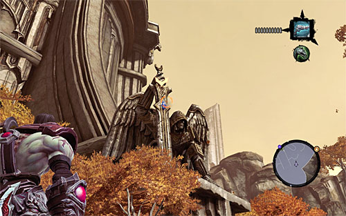 3) The stone is on the statue of an angel, right of the entrance to the Crystal Spire - Mystic Stonebites locations - Lostlight - Sticks and Stones - Darksiders II - Game Guide and Walkthrough