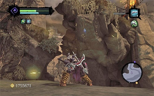 2) The stone is lying on the rocks above the passage leading south, towards the Scar (one of the optional dungeons) - Mystic Stonebites locations - Forge Lands - Sticks and Stones - Darksiders II - Game Guide and Walkthrough