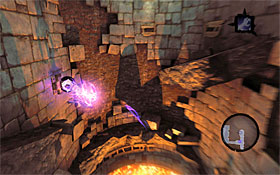 7) Wall-run up the wall and bounce off it, using Death Grip to grab onto the hook on the left - The Scar - Reaching the central area of the dungeon - Additional Locations - Darksiders II - Game Guide and Walkthrough