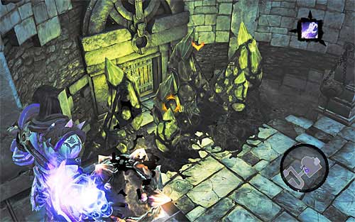 You should get to the east door - Shattered Forge - Additional Locations - Darksiders II - Game Guide and Walkthrough