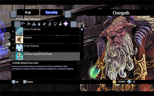 You can report back to Ostegoth whenever you collect all artifacts from the same group, but it's much better to go to him once you have all 30 (15+10+5) - Finishing the quest - Lost Relics - Darksiders II - Game Guide and Walkthrough