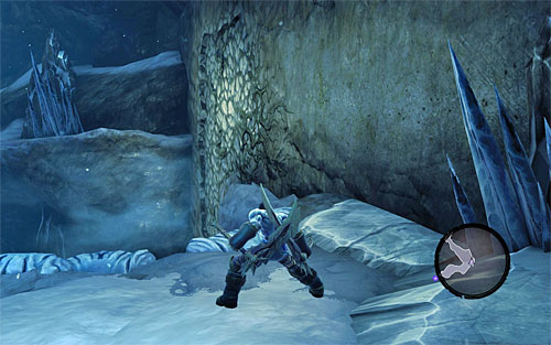 Get ready to take down a group of Ice Skeletons, but try not to get pushed over the precipice - Reach the top of The Dark Fortress (2) - Find a Way to Save War - Darksiders II - Game Guide and Walkthrough