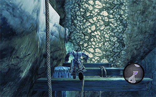 Move forward and jump (SPACE) do the horizontal wooden pole right ahead of you - Reach the top of The Dark Fortress (2) - Find a Way to Save War - Darksiders II - Game Guide and Walkthrough