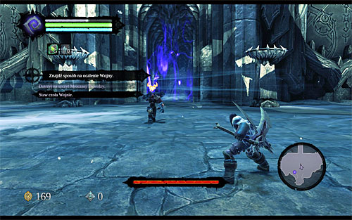 Similarly to the previous boss battle, it's good to start with focusing on War by holding the SHIFT button - Boss 2 - War - Find a Way to Save War - Darksiders II - Game Guide and Walkthrough
