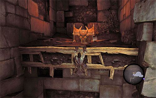 When you reach a collapsed passage, run on the left wall and grab onto the edge - Restore the Fire of the Mountain (2) - The Fire of the Mountain - Darksiders II - Game Guide and Walkthrough