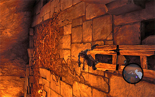 Continue moving left until you're able to reach to the vines - Restore the Fire of the Mountain (2) - The Fire of the Mountain - Darksiders II - Game Guide and Walkthrough