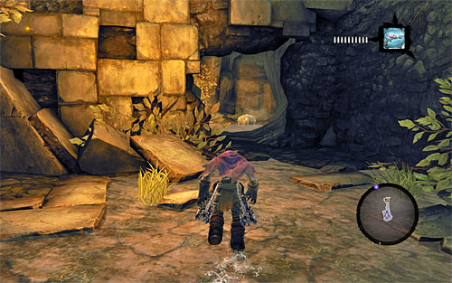 Before you decide to go across the chain, jump into the large hole you see here (don't worry - there's no damage involved) - Wake the Construct (1) - To Move a Mountain - Darksiders II - Game Guide and Walkthrough