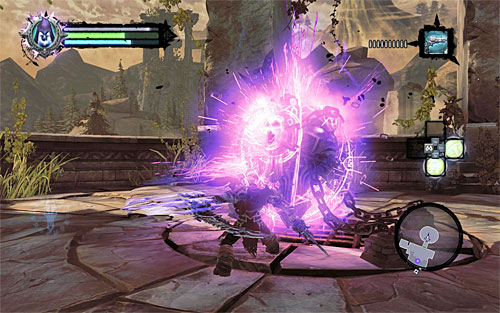 Kill all the constructs and look around for a ledge below, on which there is a chest with a dungeon map - Wake up the Keeper (1) - The Heart of the Mountain - Darksiders II - Game Guide and Walkthrough