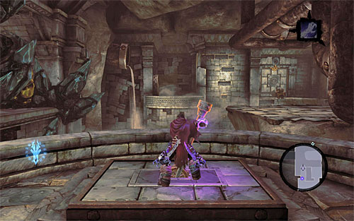 Now you can resume of the exploration of the surroundings, by catching to the interactive creepers and performing a series of wall runs, but remember to press SPACE, right before you reach the corner - Wake up the Keeper (3) - The Heart of the Mountain - Darksiders II - Game Guide and Walkthrough