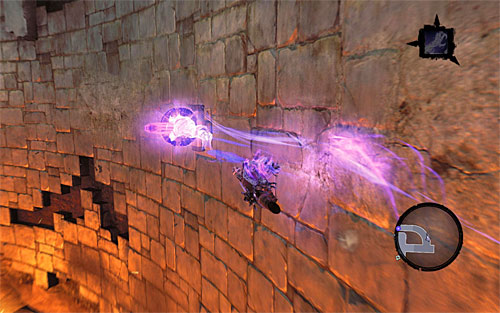 Lean to the left and initiate a long wall run - Wake up the Keeper (3) - The Heart of the Mountain - Darksiders II - Game Guide and Walkthrough