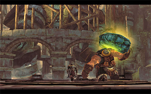 After you defeat the corrupted custodian, do not forget to collect his items lying around, and also to explore the area in search of potions and other treasures - Wake up the Keeper (4) - The Heart of the Mountain - Darksiders II - Game Guide and Walkthrough